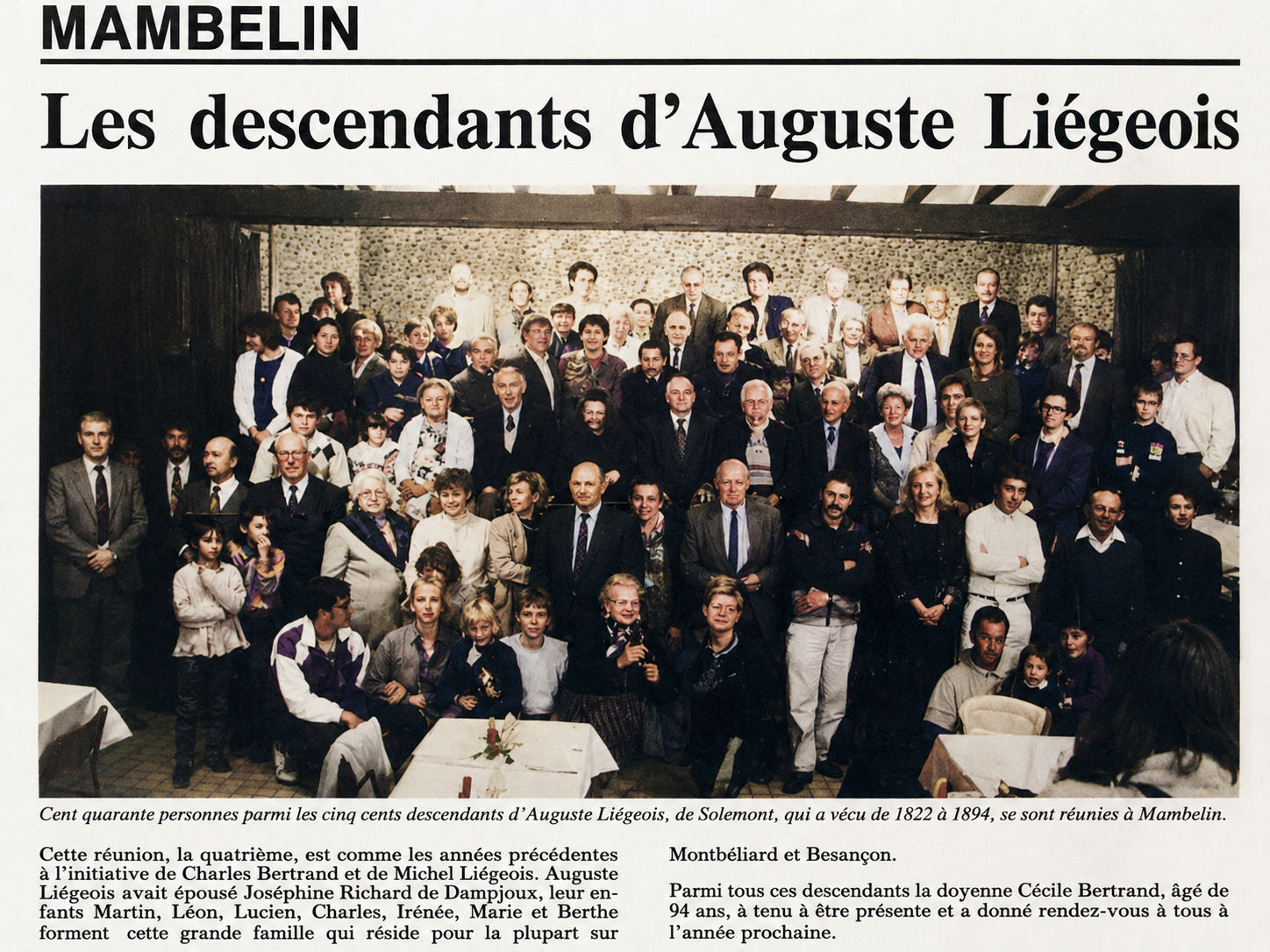 Archive de presse de la cousinade de 1989, document 1